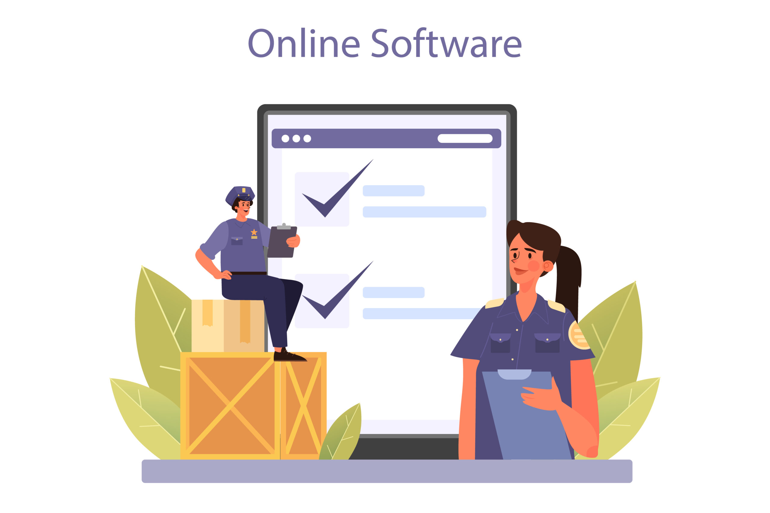 Customs officer online service or platform. Passport control at the airport
